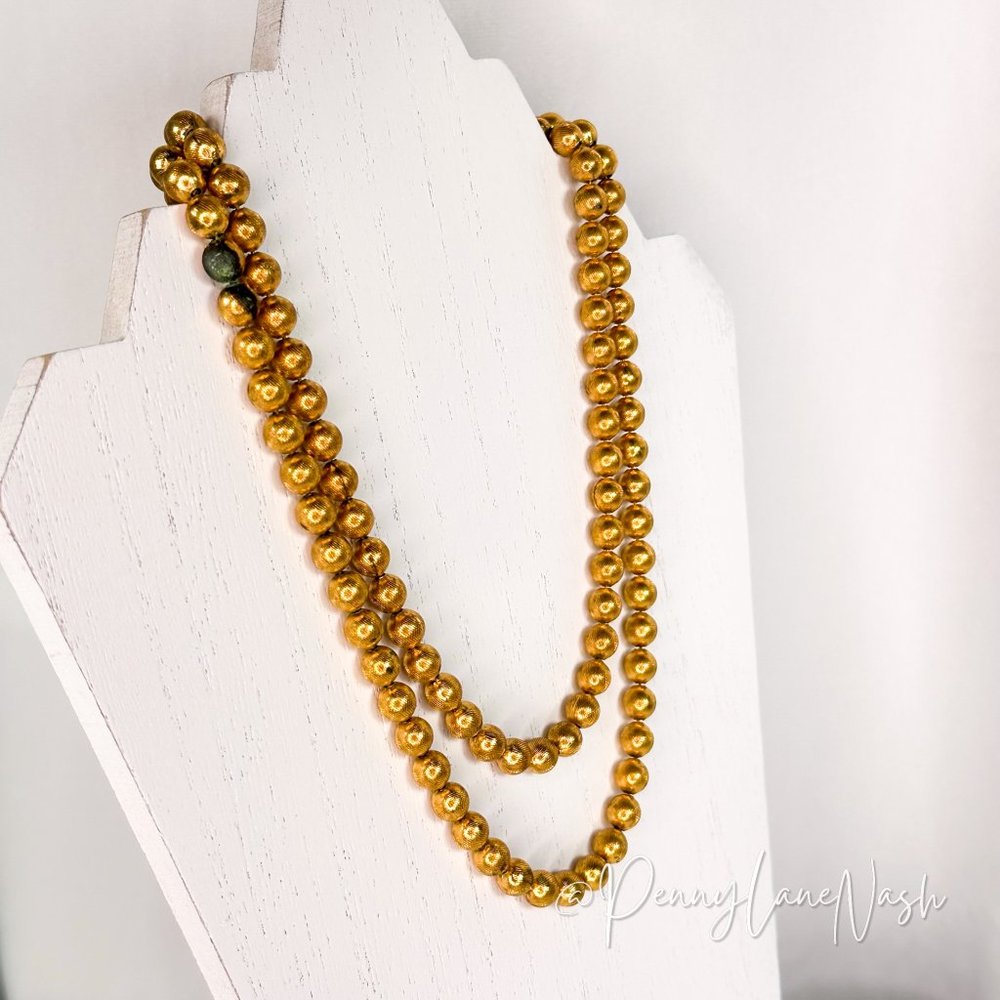 Vintage Double-Strand Gold Pearl Necklace - Picture 3 of 7